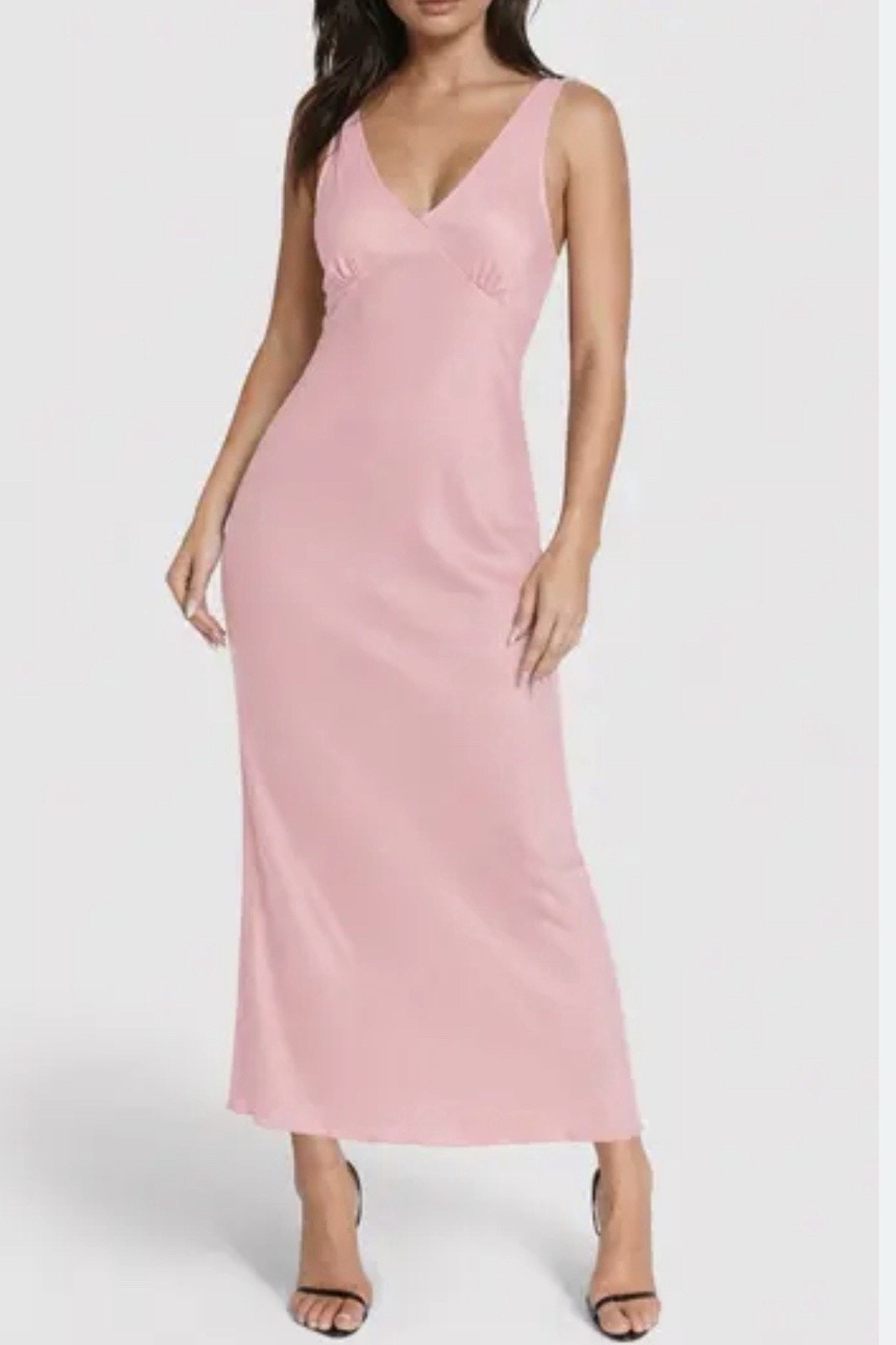 Bebe Maxi Rose Crepe Slip Dress Sm